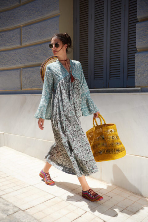 Cotton Sakti dress with block print