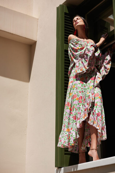 1439 Bali Wrap Skirt floral white