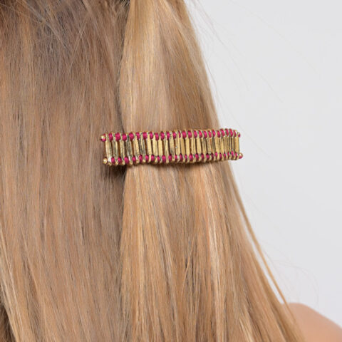 Βrass hair clip with macrame
