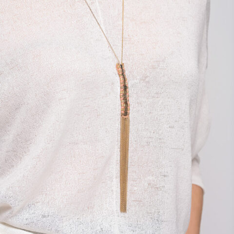 Long brass pendant with chain