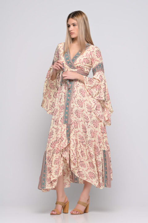 Aphrodite Dress cream leaf