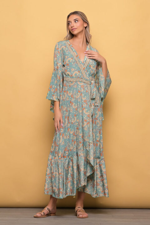 Aphrodite Dress sky grey floral