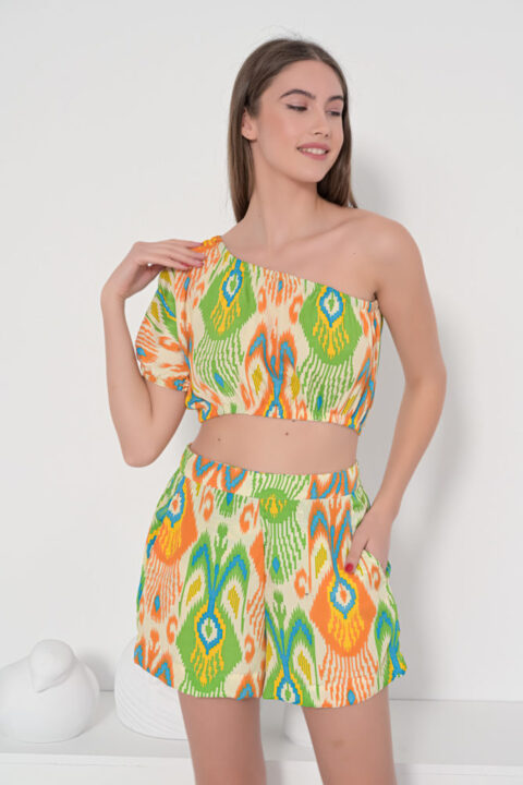 Olivia set orange ikat