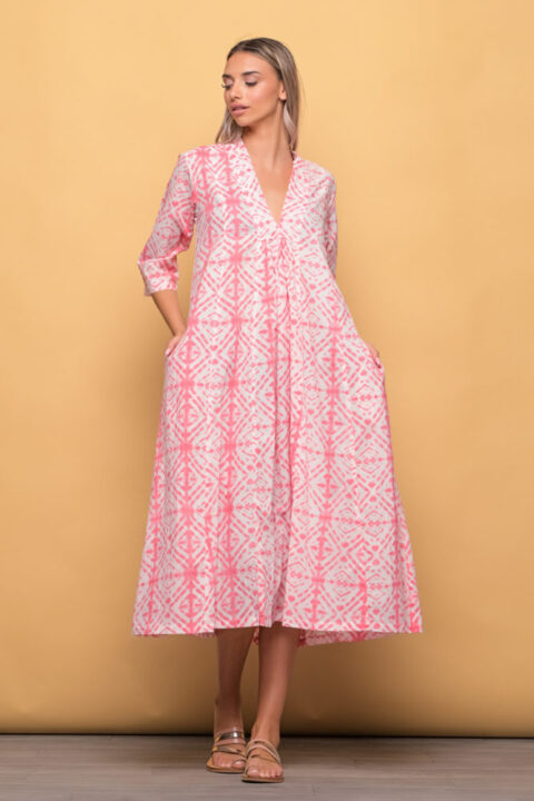 Miraculous Marsha Caftan Dress tie dye pink