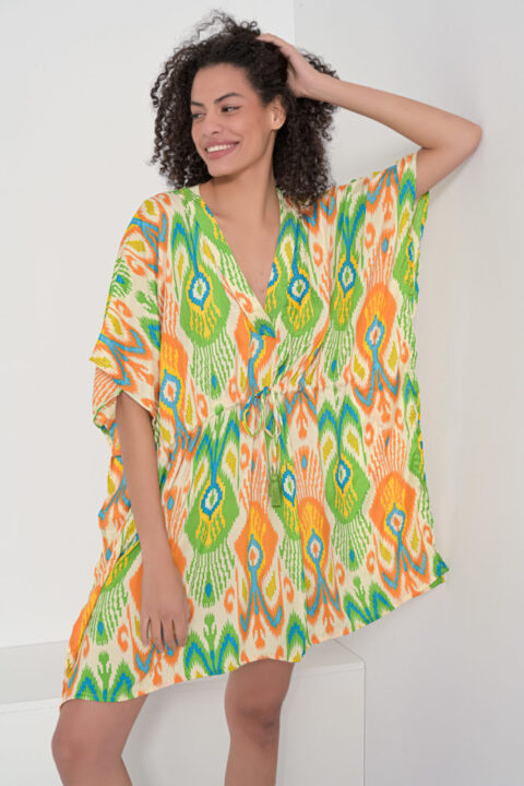 1807 Durga Caftan short ikat green