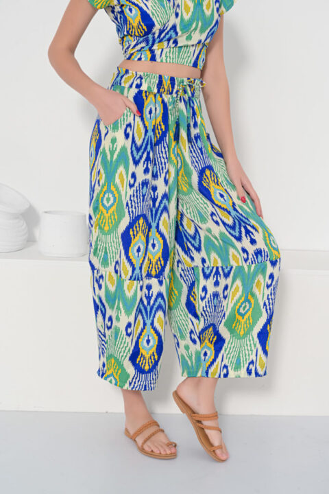 Ali trousers saree silk blue Ikat