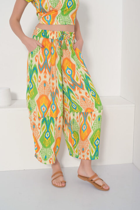 Ali trousers saree Orange Ikat