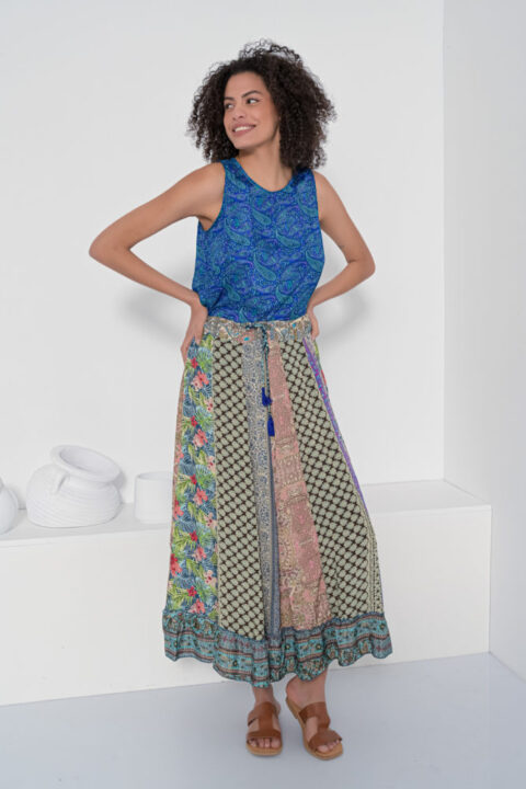 Chameleon frill skirt patchwork 04