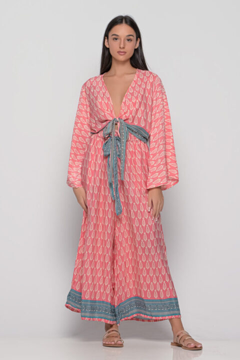 Οζακα σετ παντελόνι και κρουαζέ τοπ ροζ δέντρα