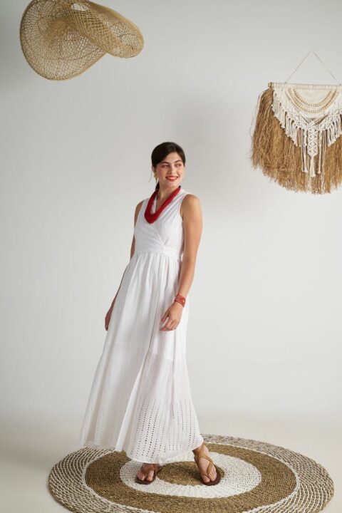 Syros wrap dress embroidery