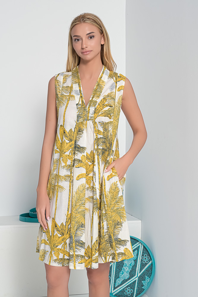 Marsha cotton dress short jungle