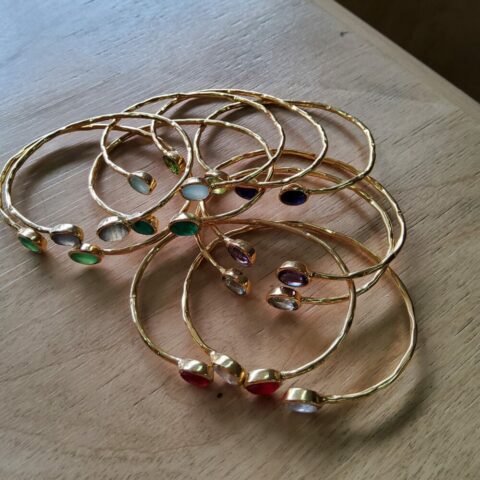 Gold Plated bracelet with semiprecious stones