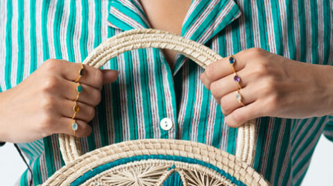 mix and match Brass ring with stones set of 8