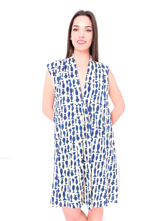 Marsha cotton dress short fish