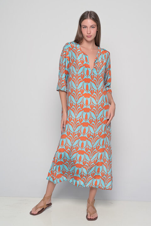 Titli Caftan Long archaic print