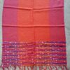 A very lightweight woolen shawl for all seasons, with stripes in magenta and purple color.