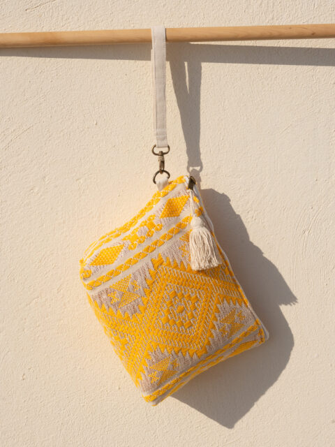 woven clutch Mexico yellow