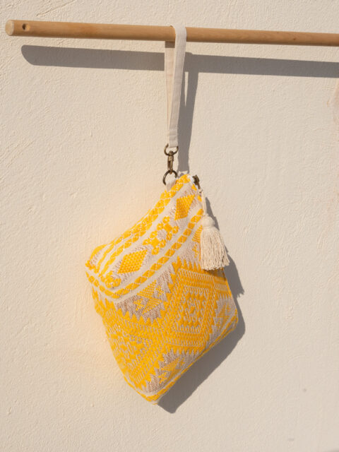 woven clutch Mexico yellow