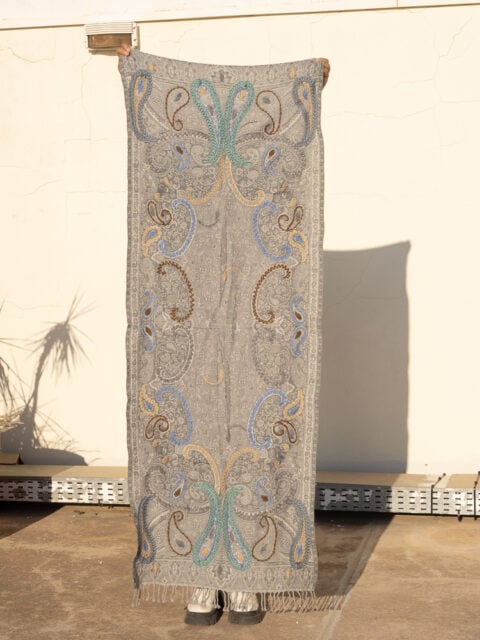A very soft woolen shawl with handmade embroidery