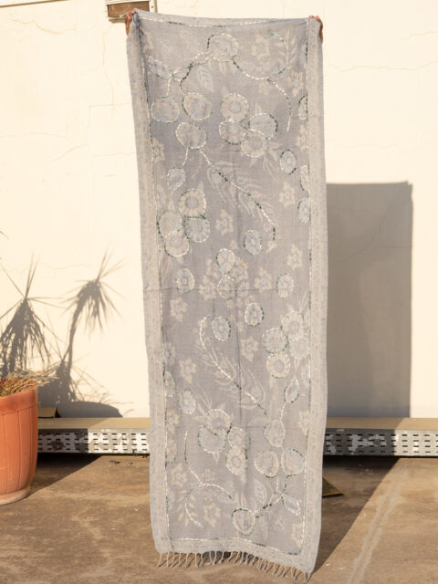 A very soft woolen shawl with handmade embroidery