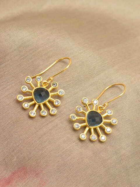 Handmade long gold plated earrings from India