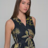 Made from 100% cotton fabric of high quality and crafted to perfection, this short flowy dress flatters the female figure thanks to its tighter fit on the top that accentuates the waistline.