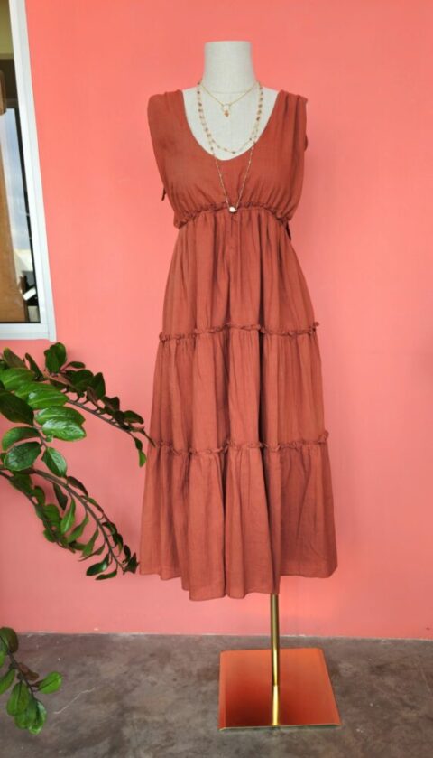 Bow long dress cinammon