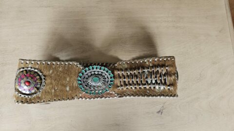 Leather belt in pony skin beige