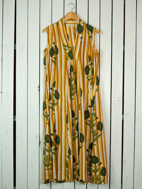 Miraculous Marsha Caftan Dress floral stripes