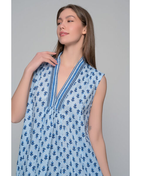 Marsha cotton dress short denim