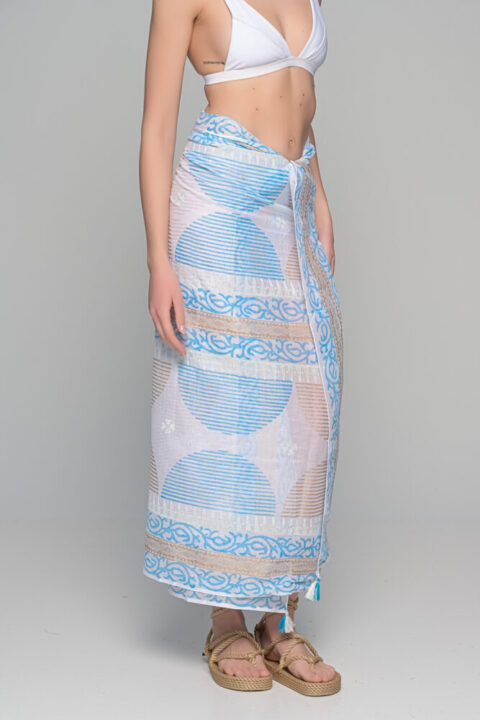 White golden print pareo