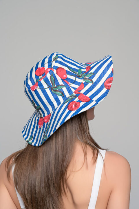 Fabric hat cherry blue