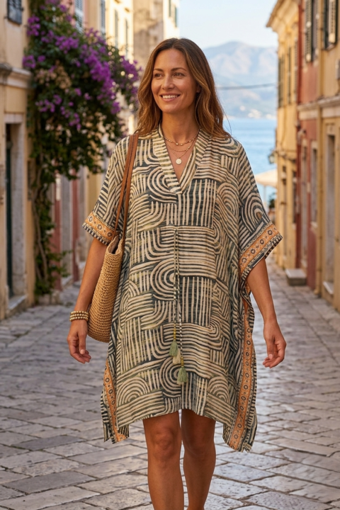 1807 Durga Caftan short grey minoan