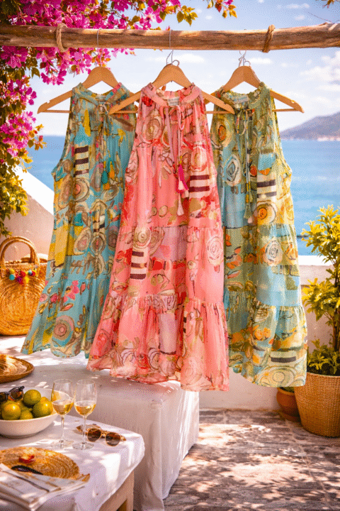 Samos Short Dress – Rose Print