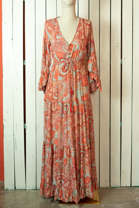 1727 Maya dress long paisley pink