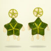 Boho chic handmade earrings crafted from Iraca palm leaves, star‑shaped resortwear accessory for women