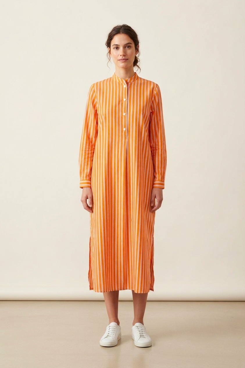 Tulsi shirt dress cotton stripes orange