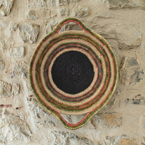 Handmade Straw Basket from Ghana – Decorative Wall Basket black