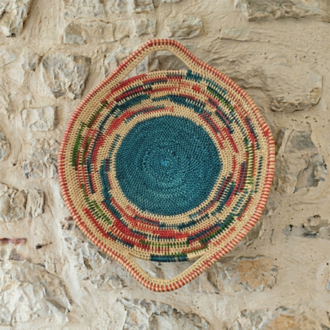 handmade straw decorative basket from ghana