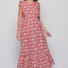 Juno Dress in red triangular print cotton with elastic waist