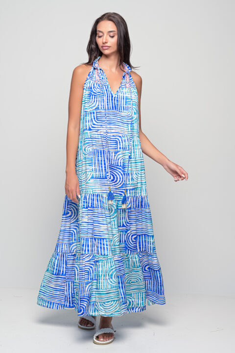 Samos dress minoan blue