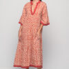Kythira Diamond print cotton maxi kaftan dress in red, bold boho digital print, flowy maxi with wide sleeves