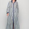Ikaria Wave cotton maxi shirt dress in White, button-down long sleeve boho maxi dress