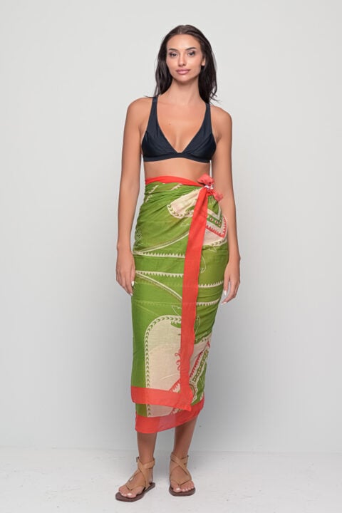 Pareo cotton sarong, lightweight beach cover-up and scarf, versatile boho summer accessory