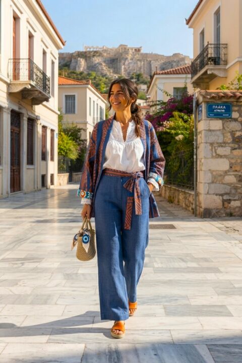 Hand woven Kimono OAXAKA blue orange