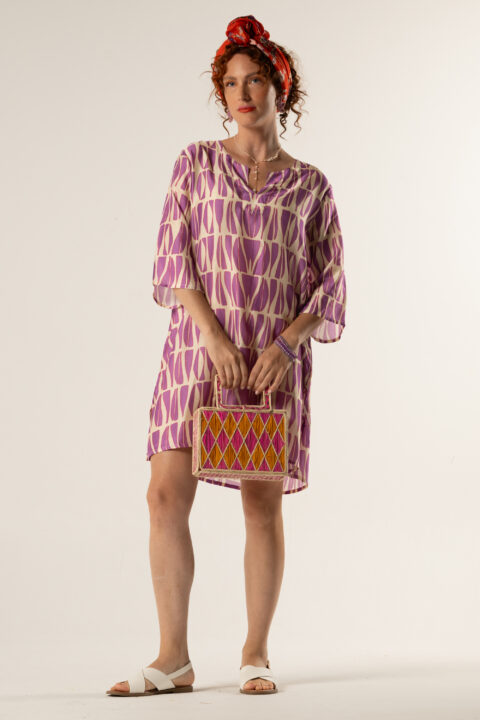 titli tunic cotton silk calm purple print one size