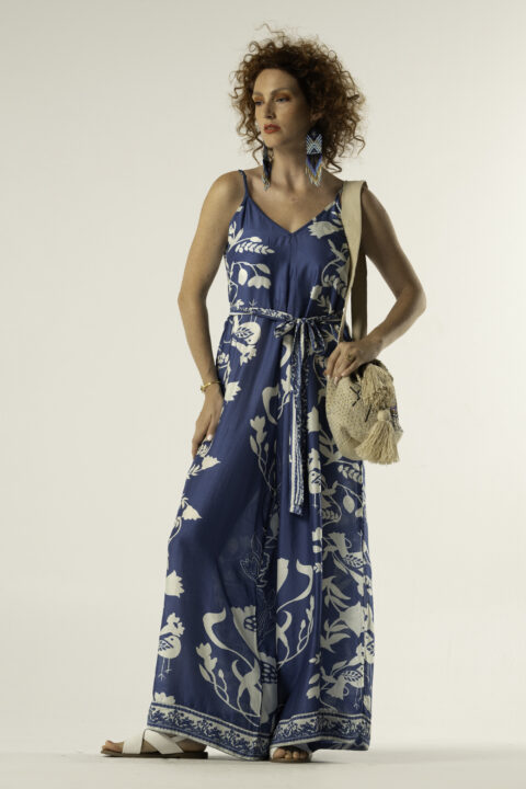 Cotton Silk Jumpsuit – Desire Blue (Free Size)