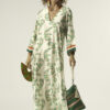 Morocco caftan Fly Green print front view