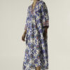 Marsha long dress Mystique Blue print cotton silk front view