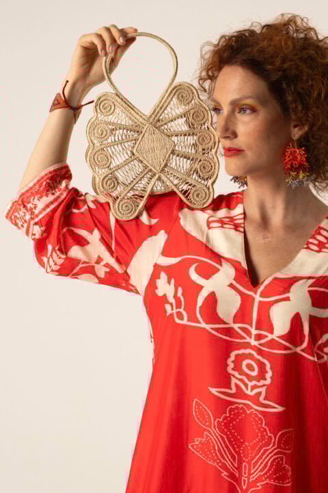 ψαθινη τσαντα απο την Κολομβία πεταλούδα φυσική